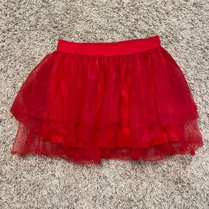 Red tulle mini skirt elastic waist size S/M